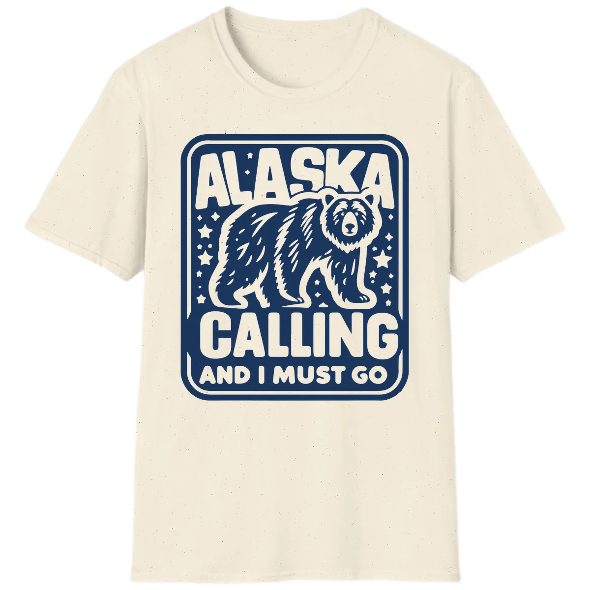 Alaska Calling Bear Adventure Badge T-Shirt in Natural