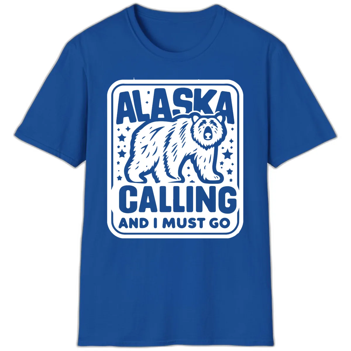 Alaska Calling Bear Adventure Badge T-Shirt in Royal