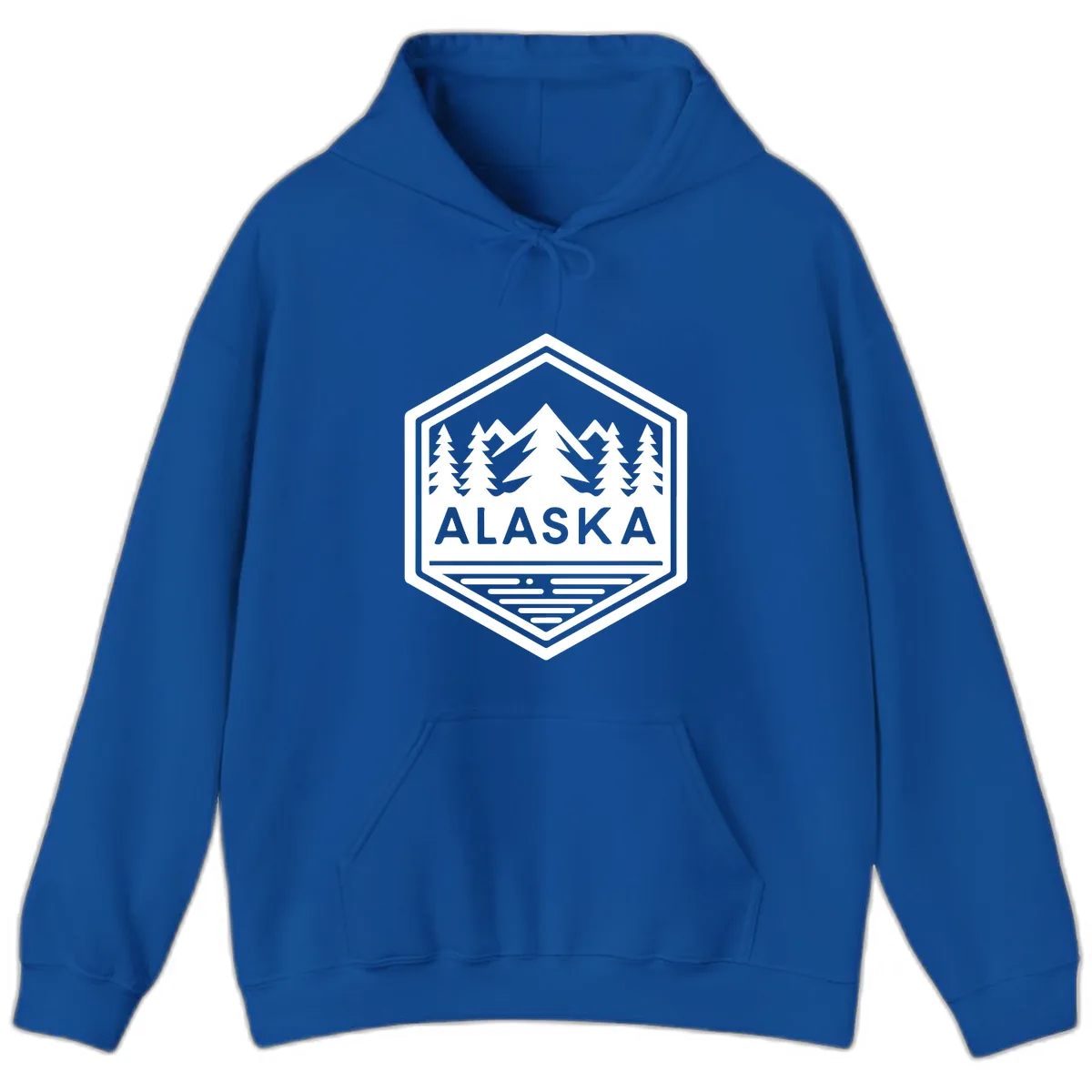 Alaska Scenic Mountain Lake Badge Hoodie in Royal