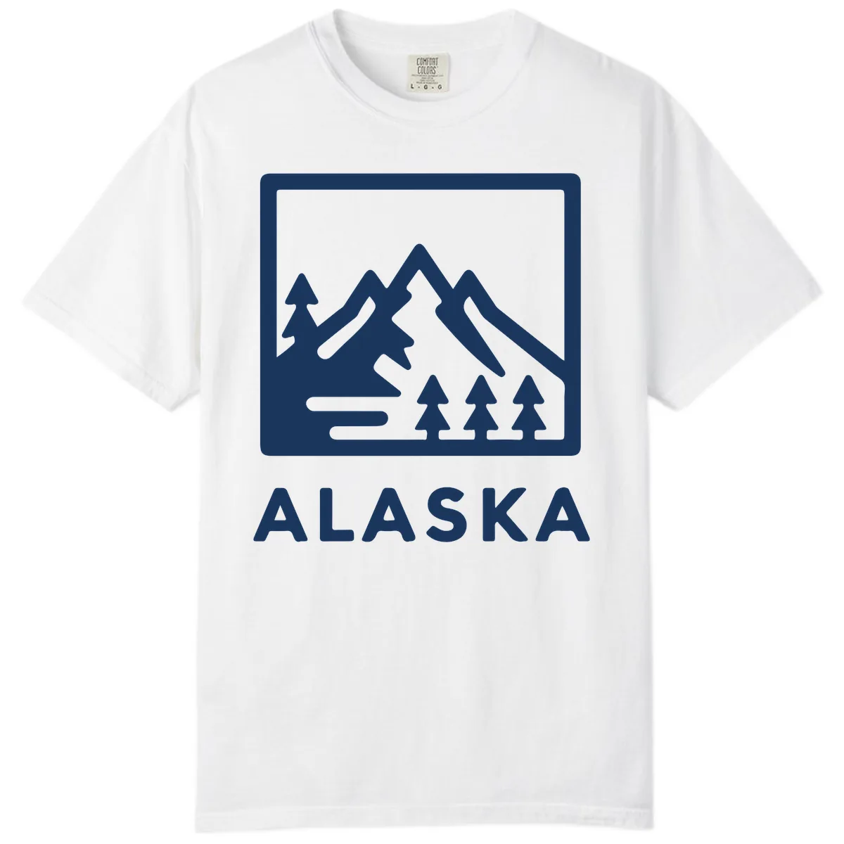 Alaskan Mountain Forest Landscape Comfort Color in White