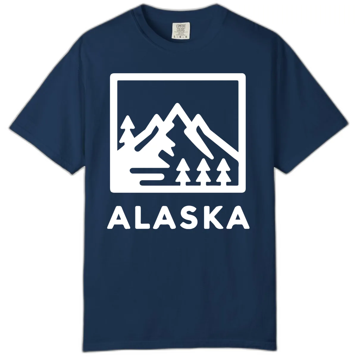 Alaskan Mountain Forest Landscape Comfort Color in Navy