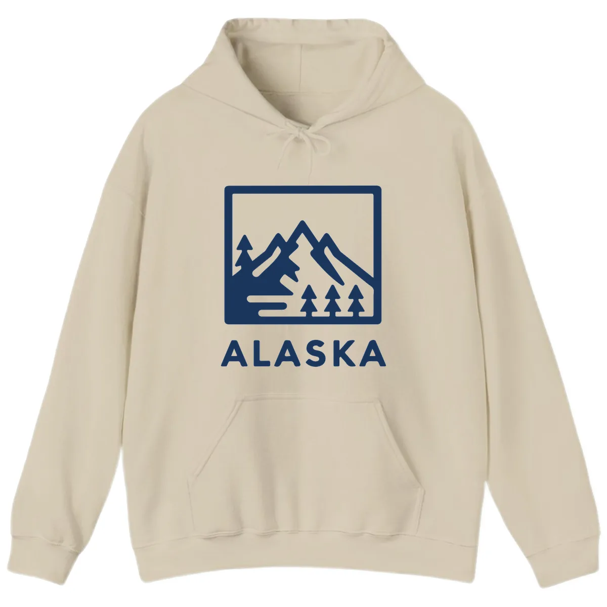 Alaskan Mountain Forest Landscape Hoodie in Sand