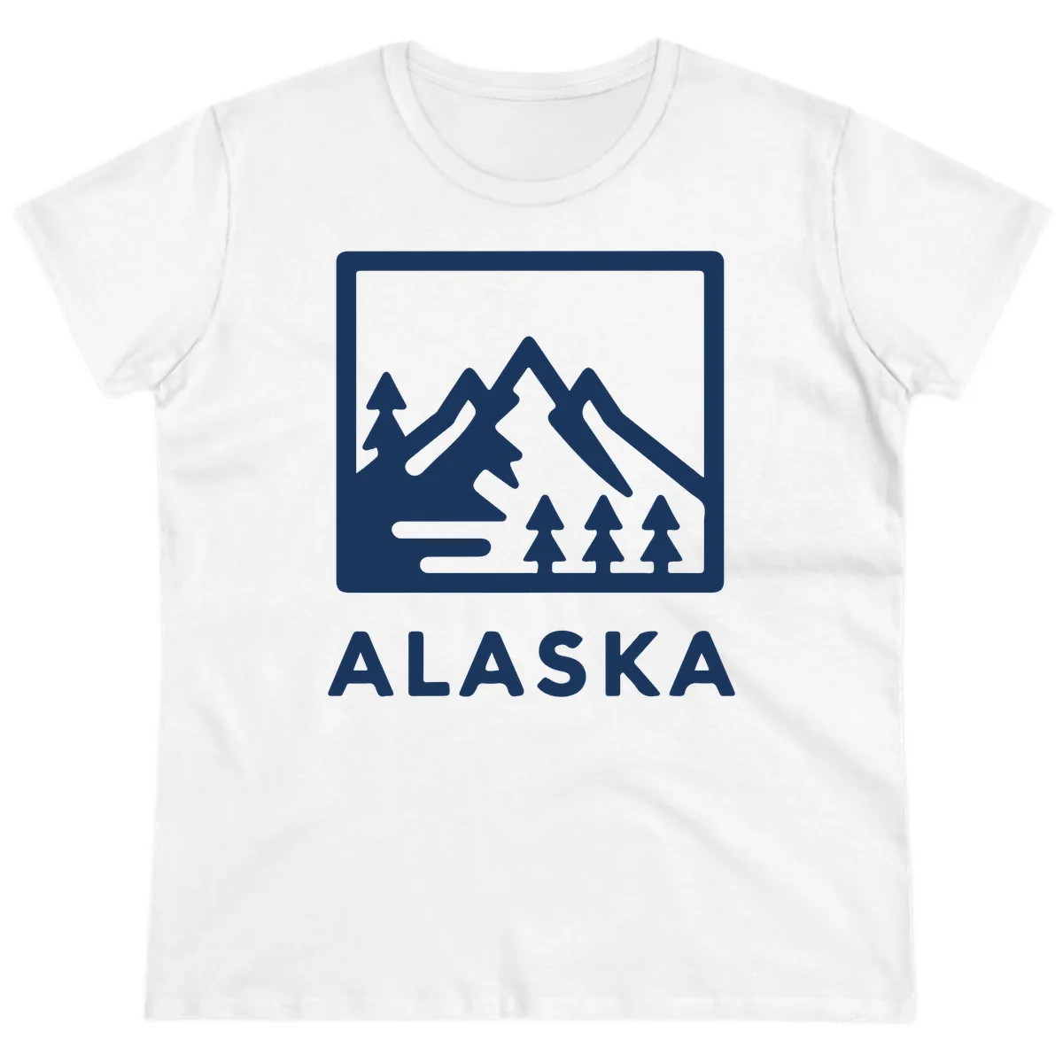 Alaskan Mountain Forest Landscape Ladies Tee in White
