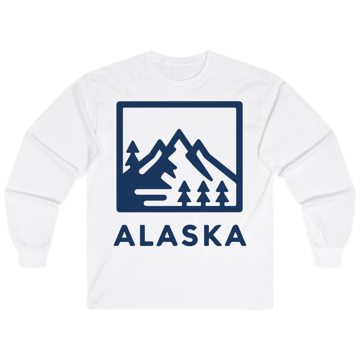 Alaskan Mountain Forest Landscape Long Sleeve in White