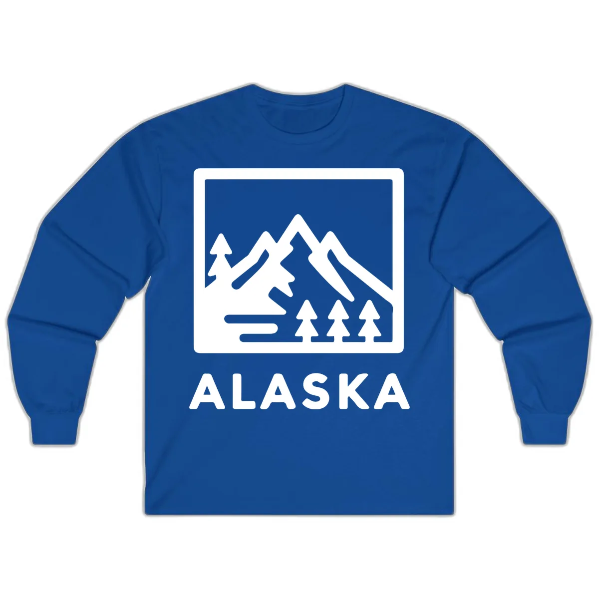 Alaskan Mountain Forest Landscape Long Sleeve in Royal