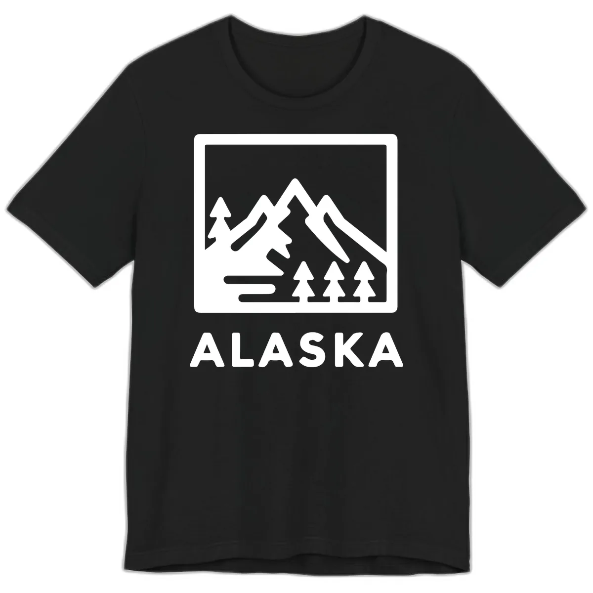 Alaskan Mountain Forest Landscape Premium T-Shirt in Black