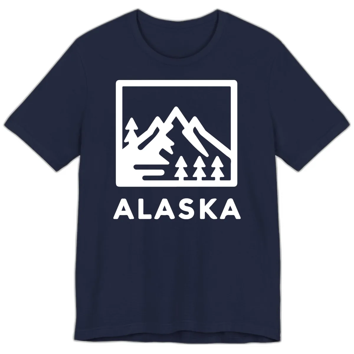 Alaskan Mountain Forest Landscape Premium T-Shirt in Navy