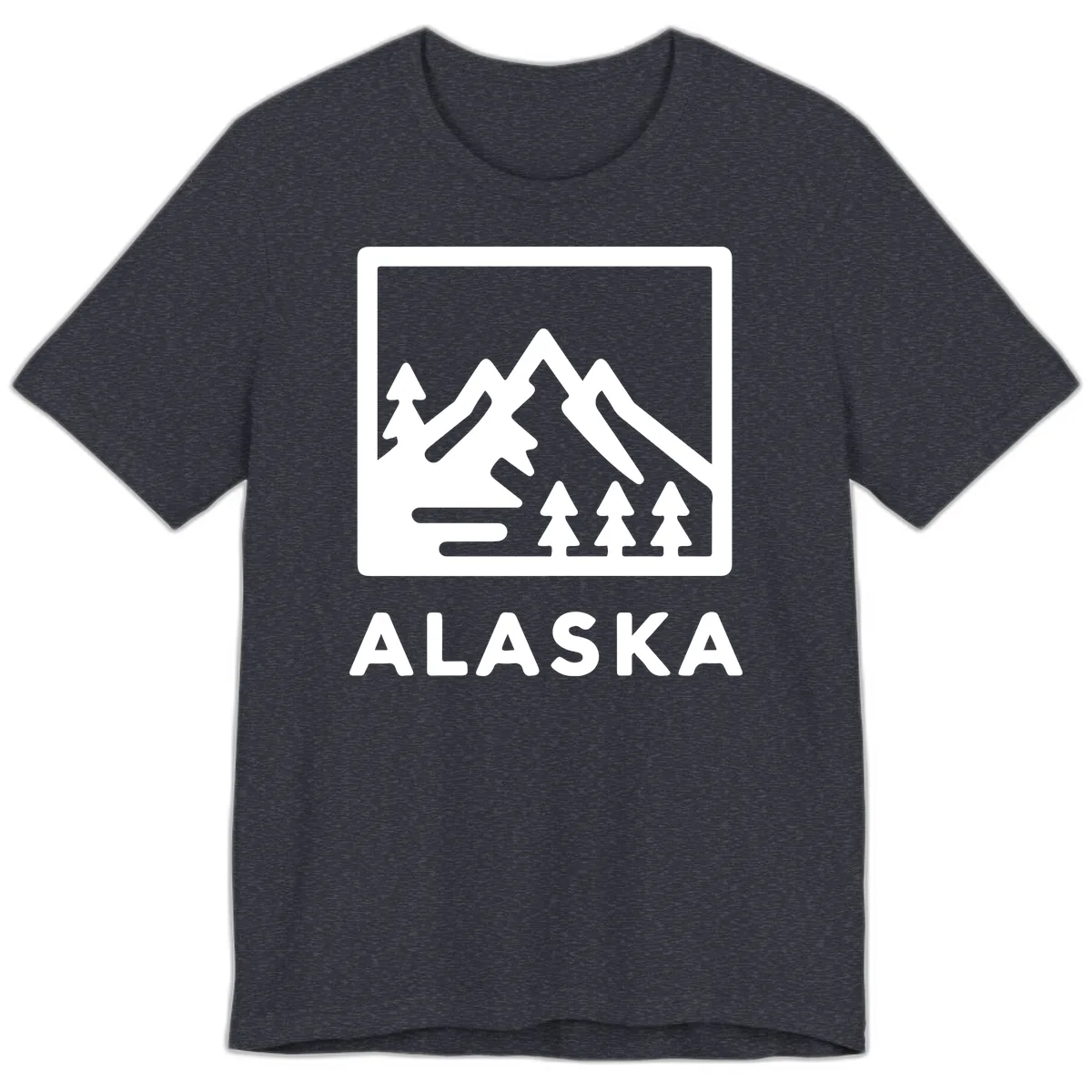Alaskan Mountain Forest Landscape Premium T-Shirt in Heather Navy