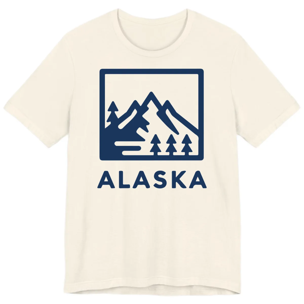 Alaskan Mountain Forest Landscape Premium T-Shirt in Natural