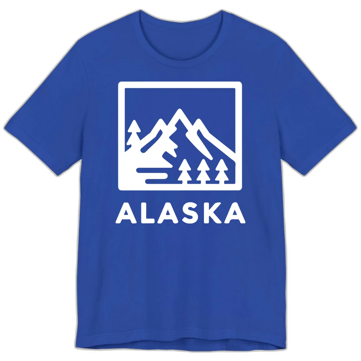 Alaskan Mountain Forest Landscape Premium T-Shirt in True Royal