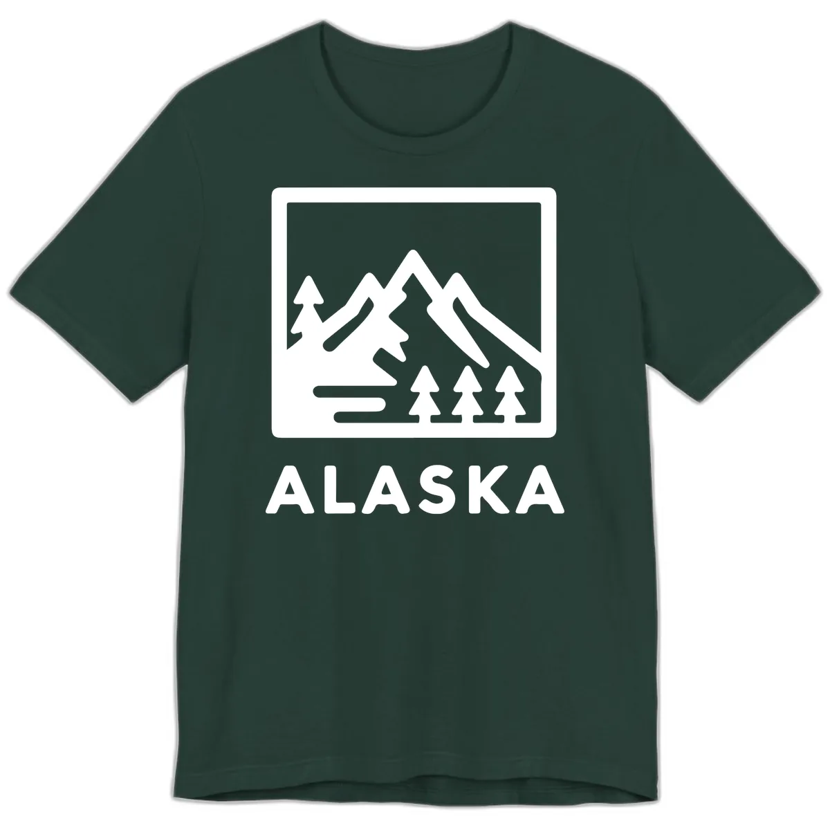 Alaskan Mountain Forest Landscape Premium T-Shirt in Forest