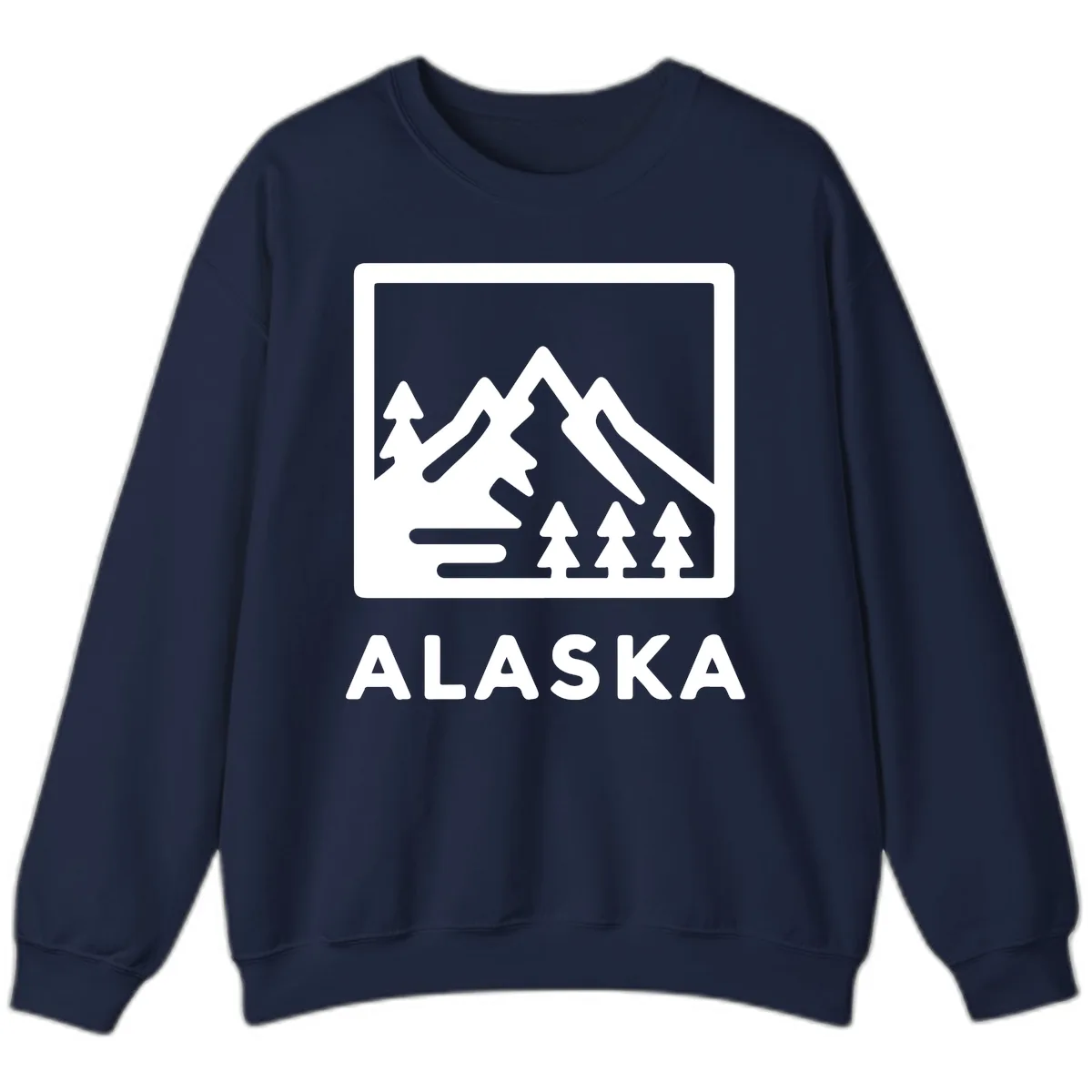 Alaskan Mountain Forest Landscape Sweatshirt in Navy