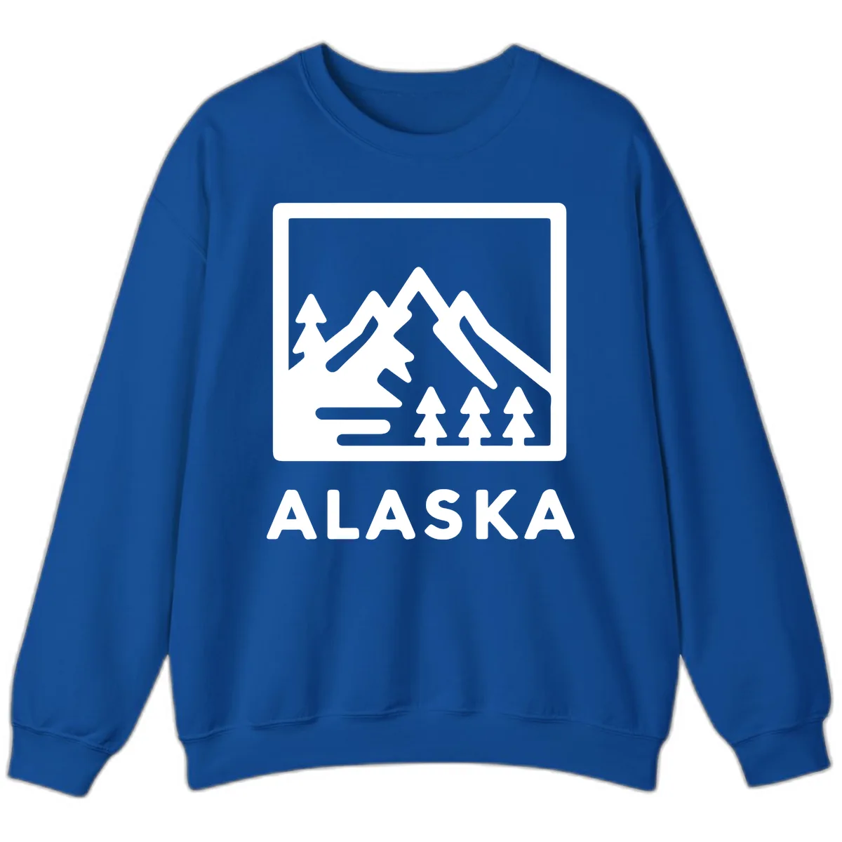 Alaskan Mountain Forest Landscape Sweatshirt in Royal