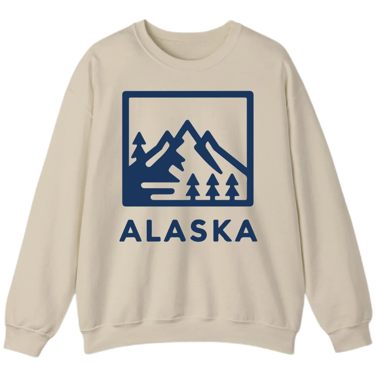 Alaskan Mountain Forest Landscape Sweatshirt in Sand
