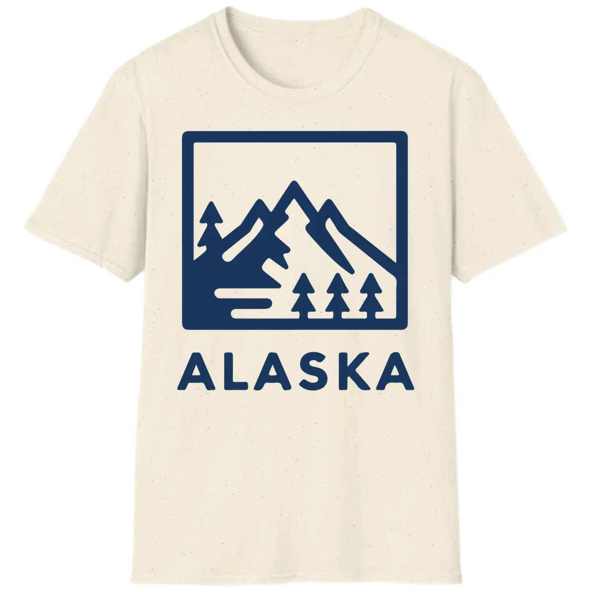 Alaskan Mountain Forest Landscape T-Shirt in Natural