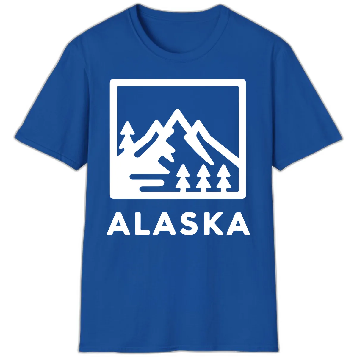 Alaskan Mountain Forest Landscape T-Shirt in Royal