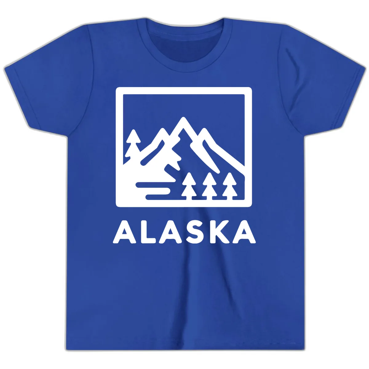 Alaskan Mountain Forest Landscape Youth T-Shirt in True Royal