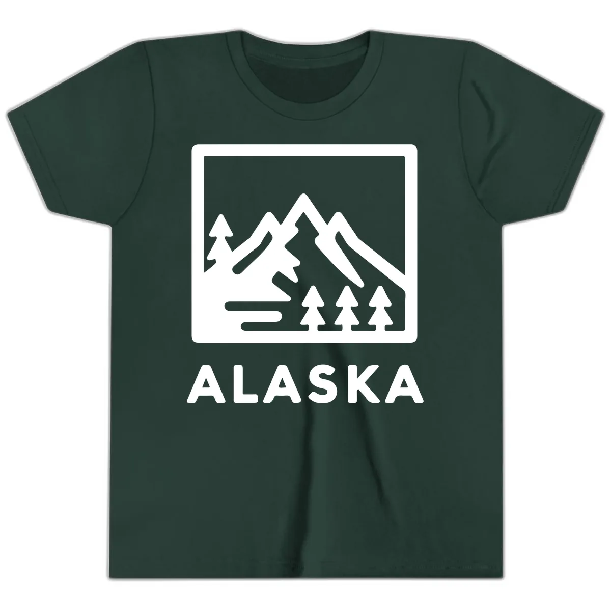 Alaskan Mountain Forest Landscape Youth T-Shirt in Forest