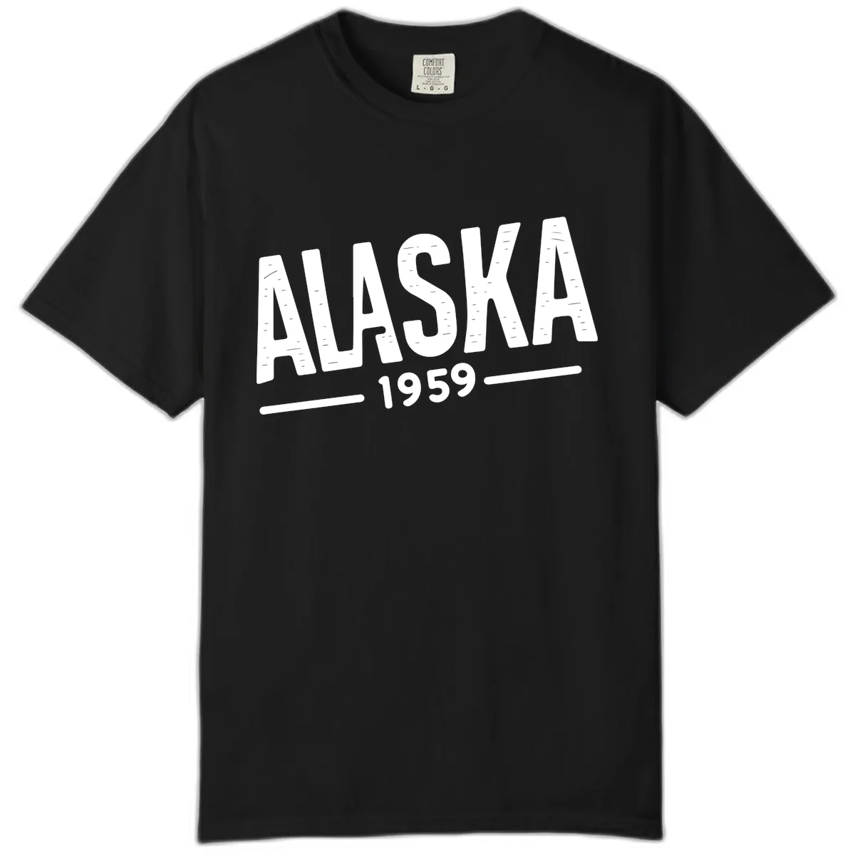 Alaska 1959 Statehood Vintage Typography Comfort Color in Black