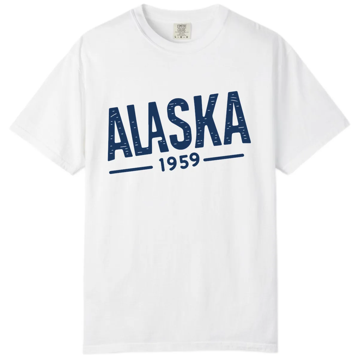 Alaska 1959 Statehood Vintage Typography Comfort Color in White