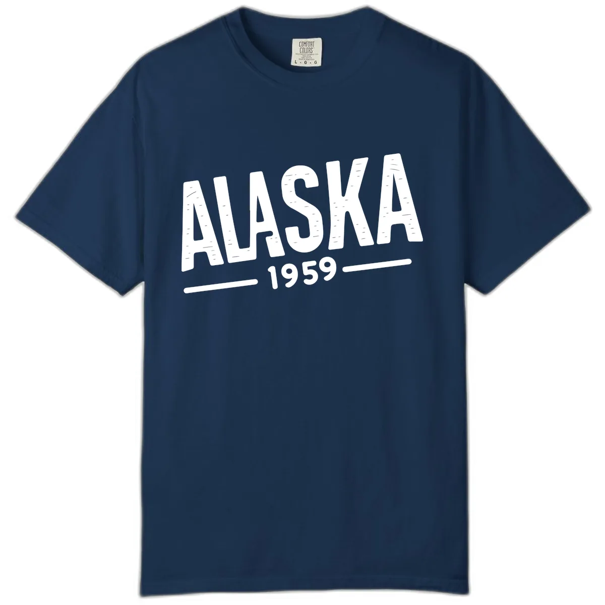 Alaska 1959 Statehood Vintage Typography Comfort Color in Navy