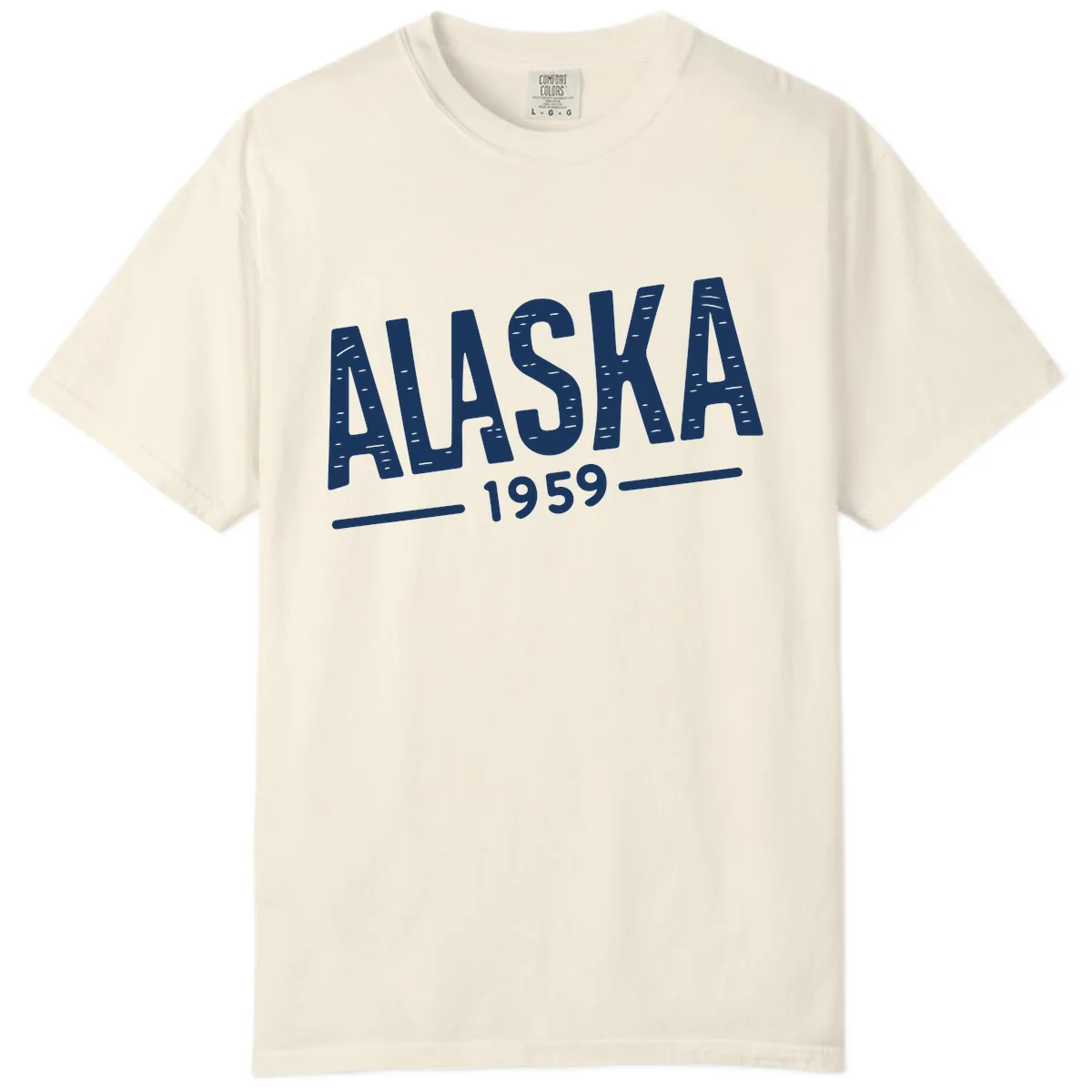 Alaska 1959 Statehood Vintage Typography Comfort Color in Ivory