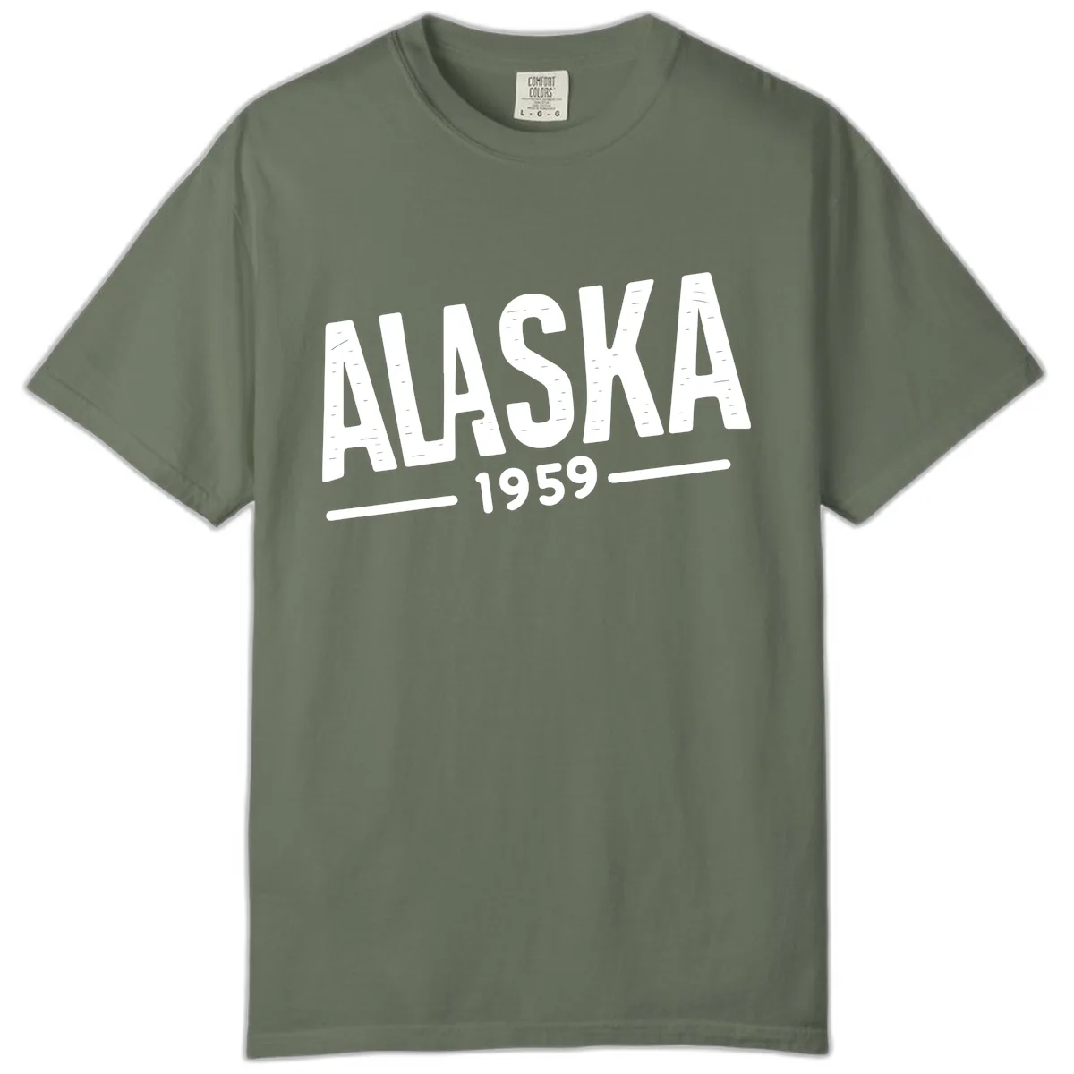 Alaska 1959 Statehood Vintage Typography Comfort Color in Moss