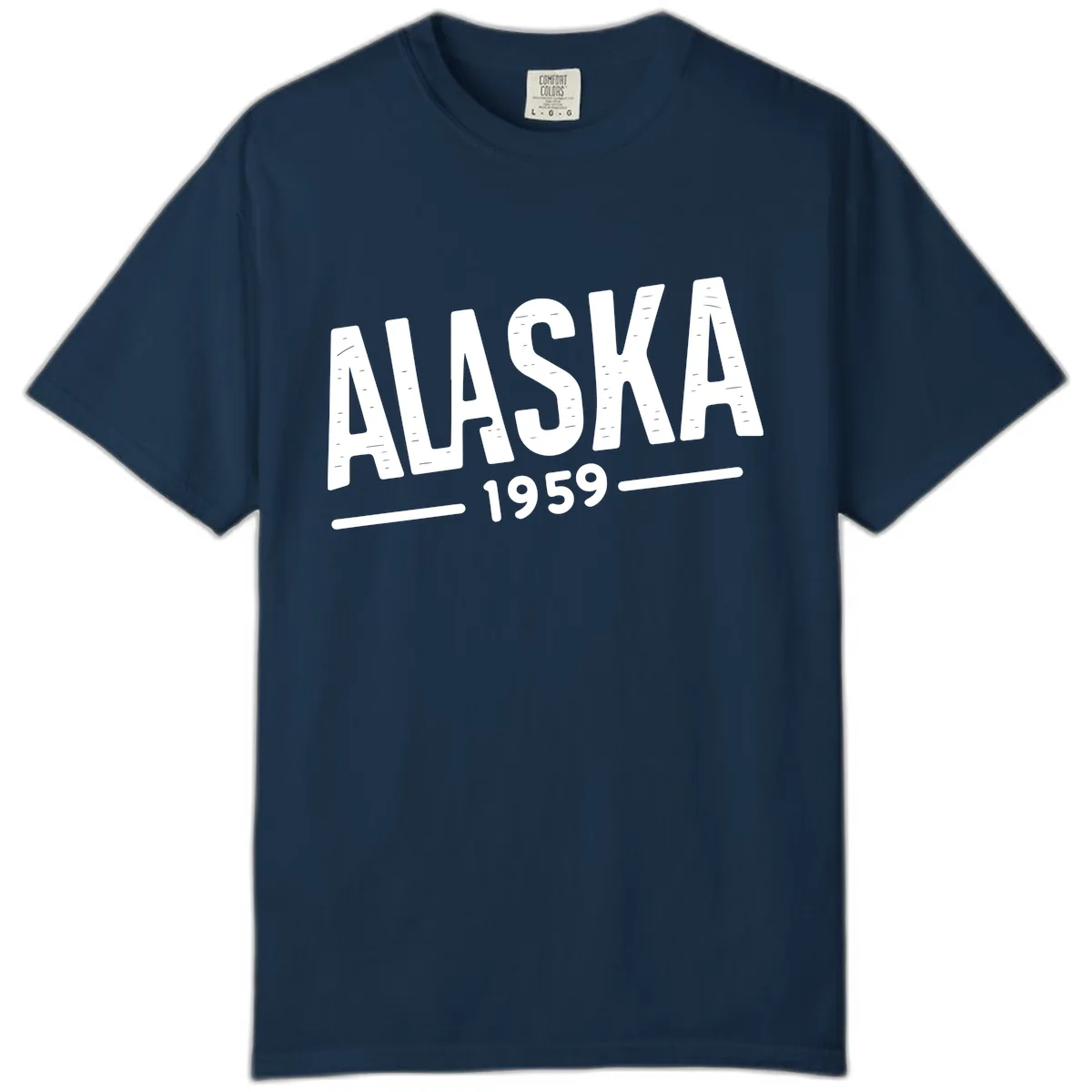 Alaska 1959 Statehood Vintage Typography Comfort Color in True Navy