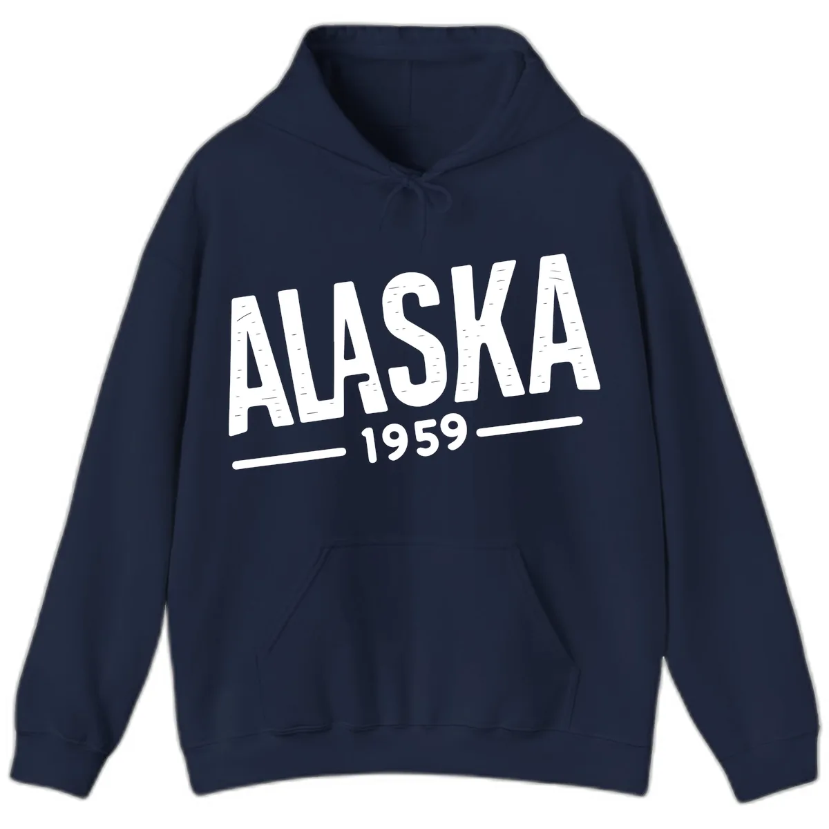 Alaska 1959 Statehood Vintage Typography Hoodie in Navy