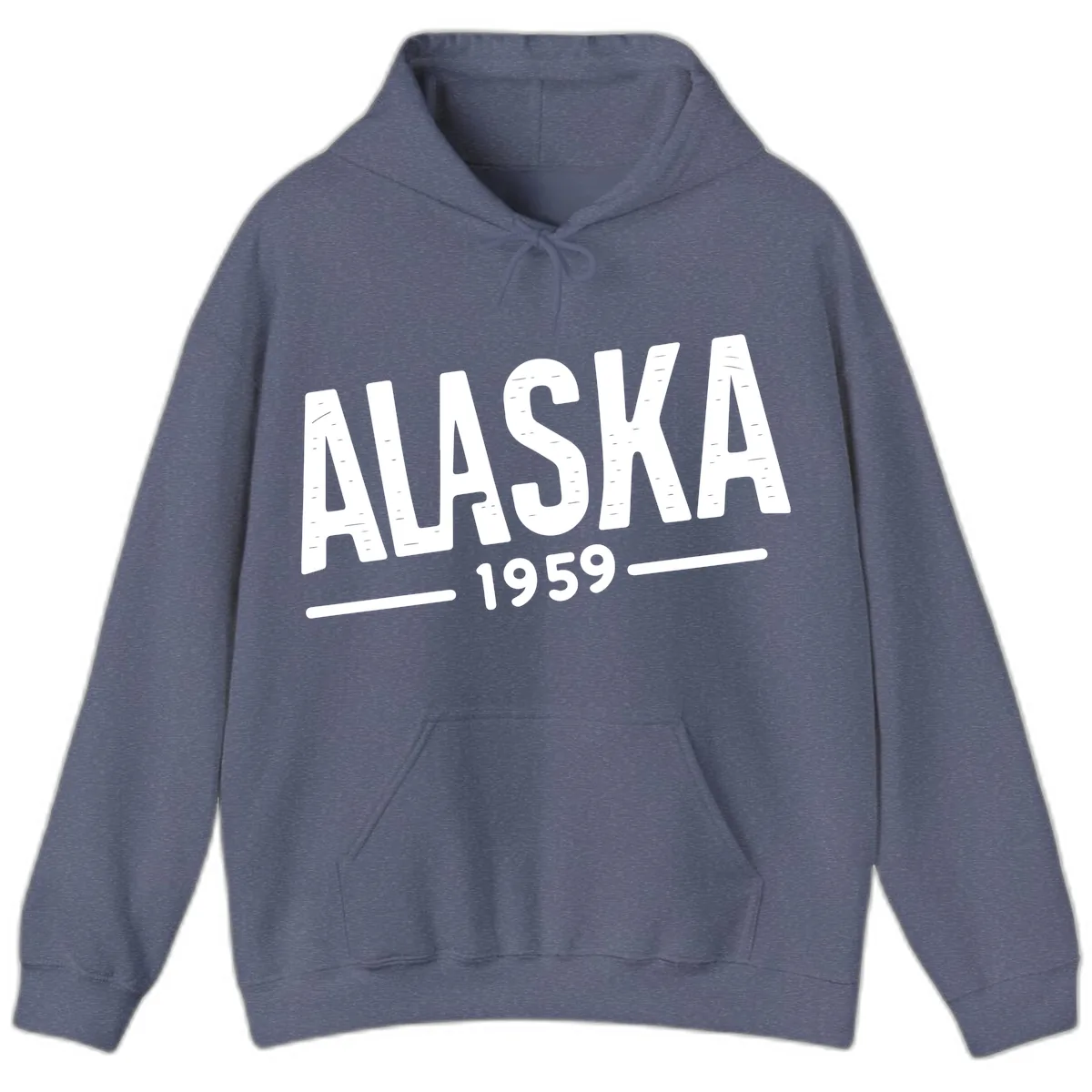 Alaska 1959 Statehood Vintage Typography Hoodie in Heather Navy