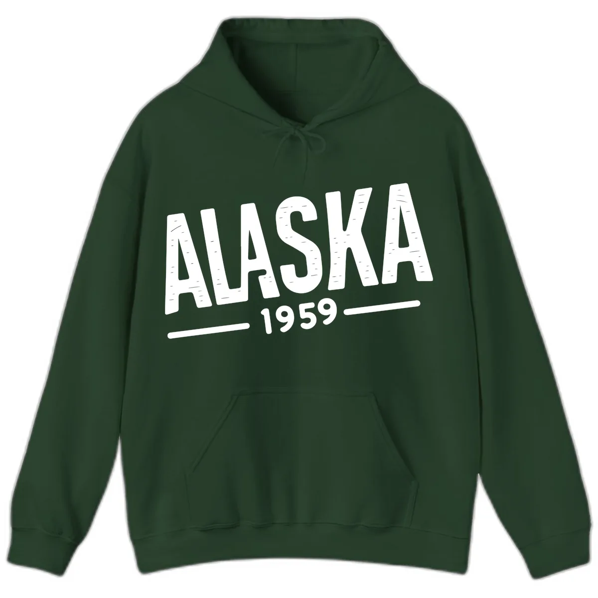 Alaska 1959 Statehood Vintage Typography Hoodie in Forest Green