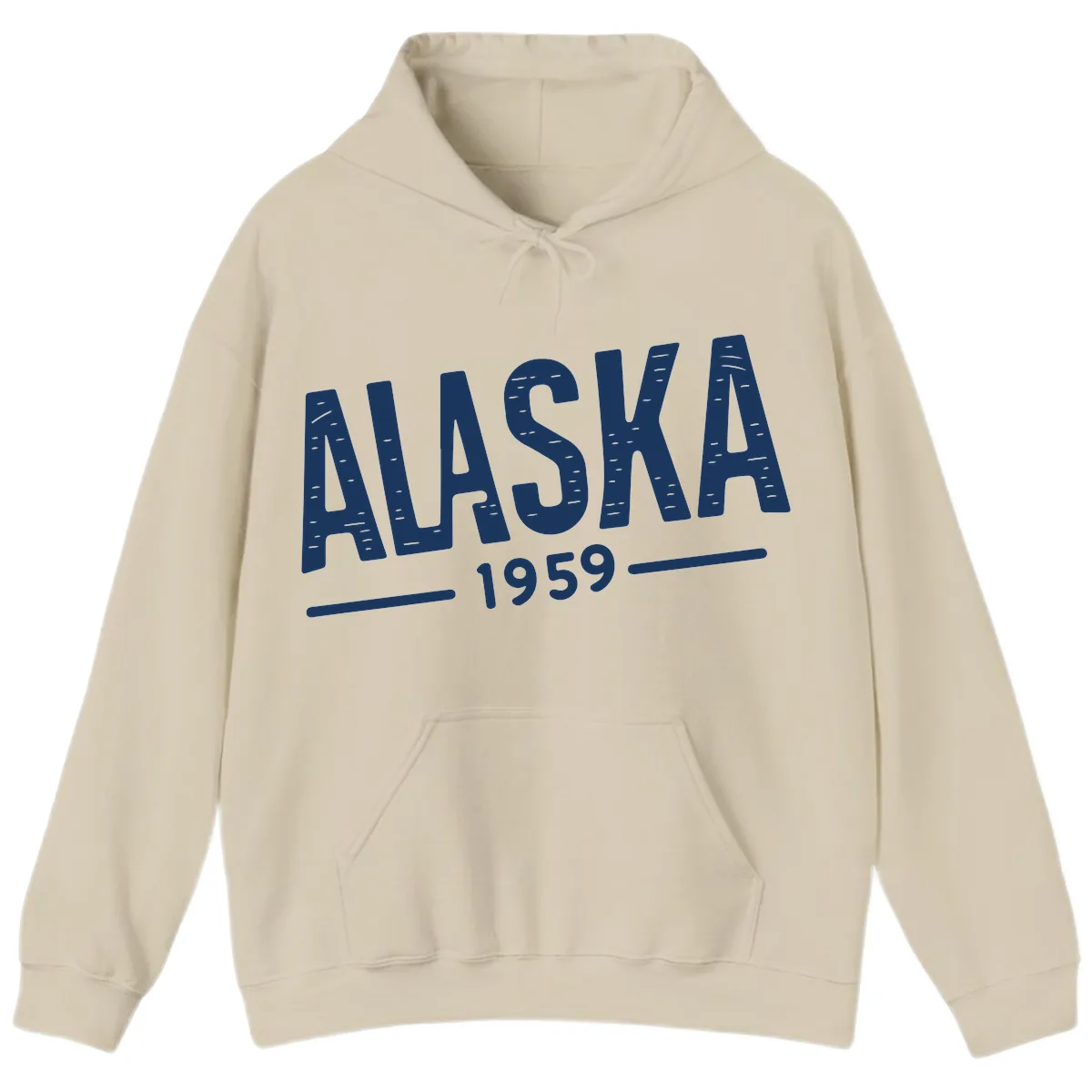 Alaska 1959 Statehood Vintage Typography Hoodie in Sand