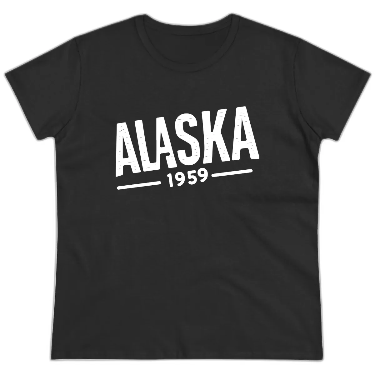 Alaska 1959 Statehood Vintage Typography Ladies Tee in Black