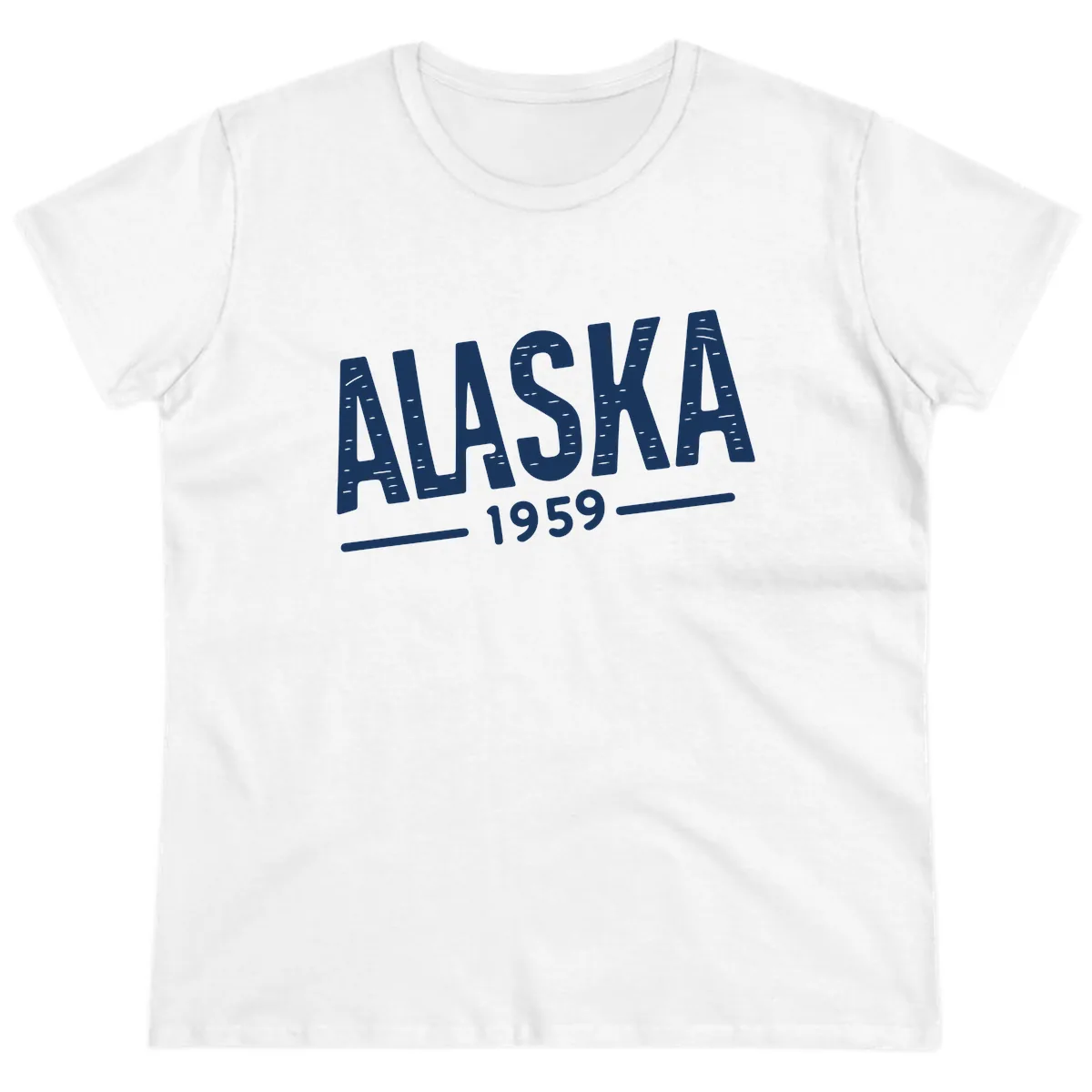 Alaska 1959 Statehood Vintage Typography Ladies Tee in White