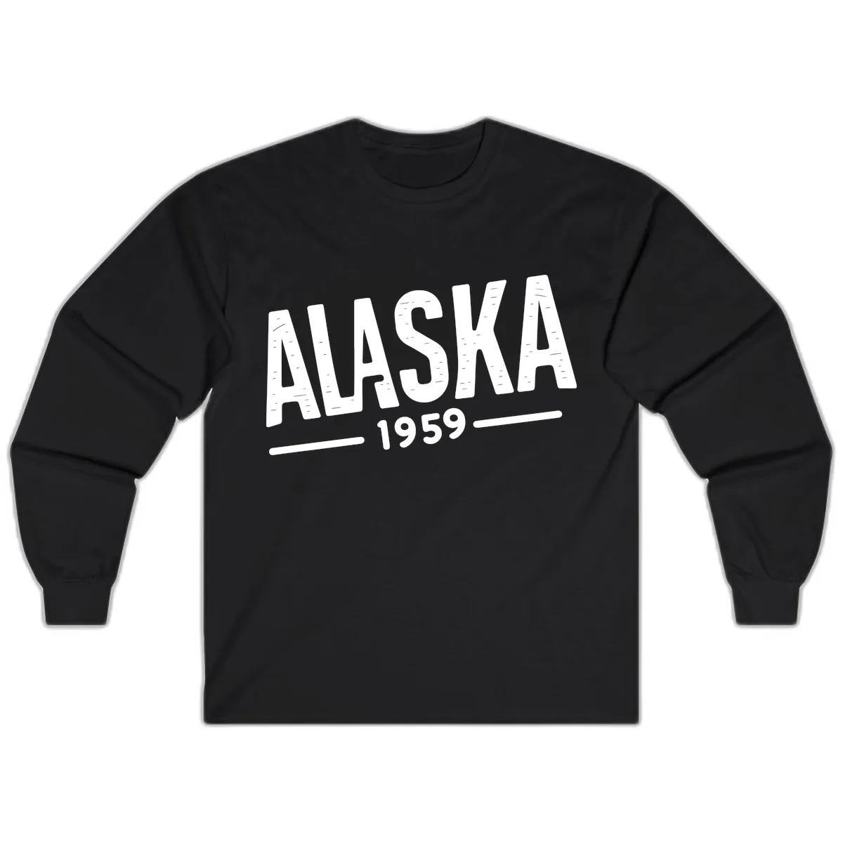 Alaska 1959 Statehood Vintage Typography Long Sleeve in Black