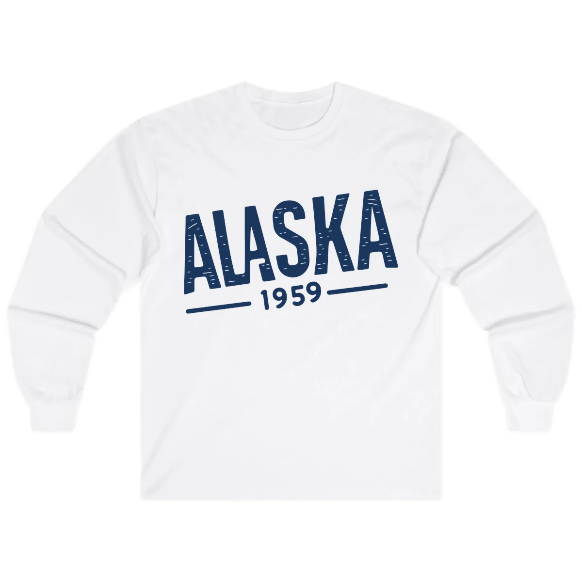 Alaska 1959 Statehood Vintage Typography Long Sleeve in White