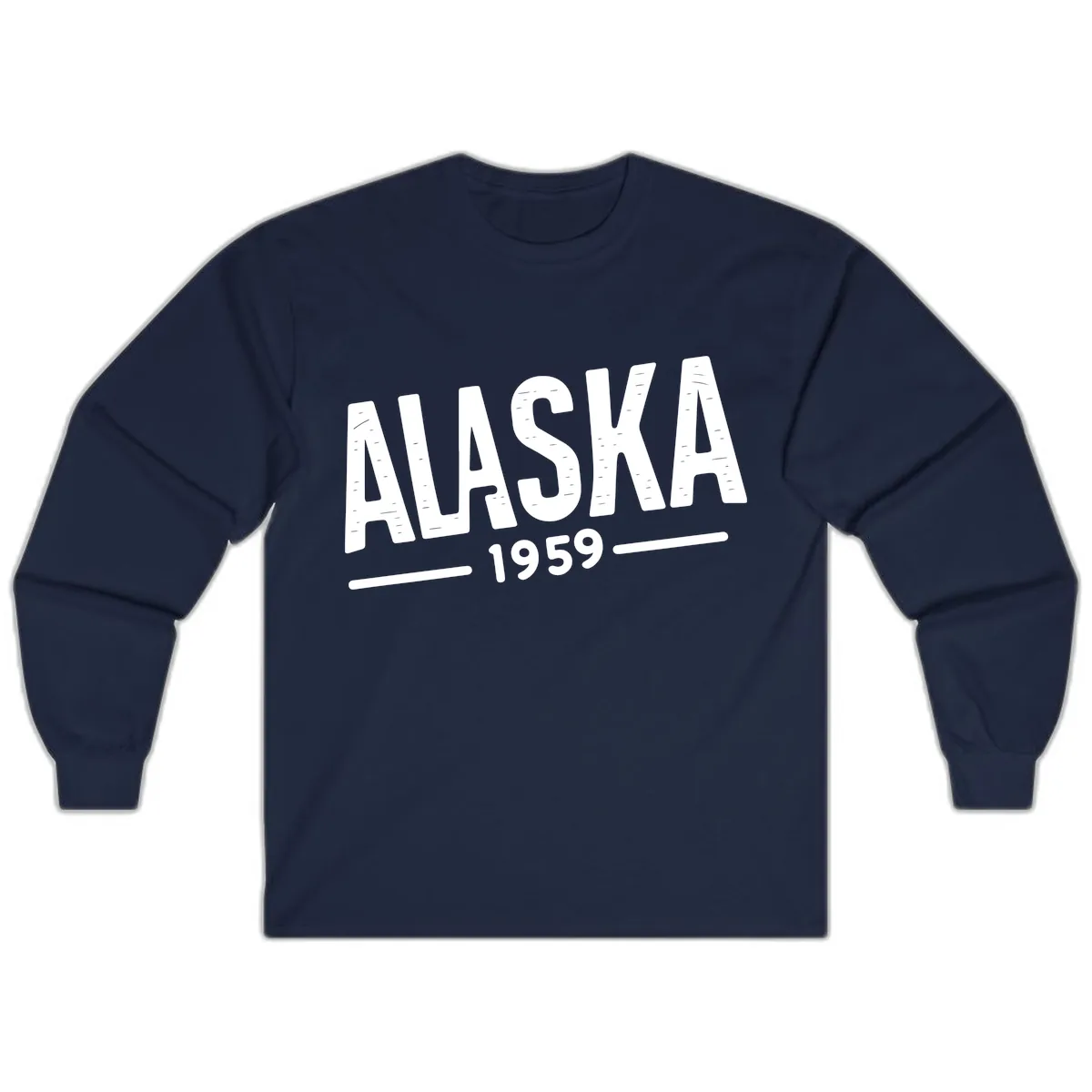 Alaska 1959 Statehood Vintage Typography Long Sleeve in Navy