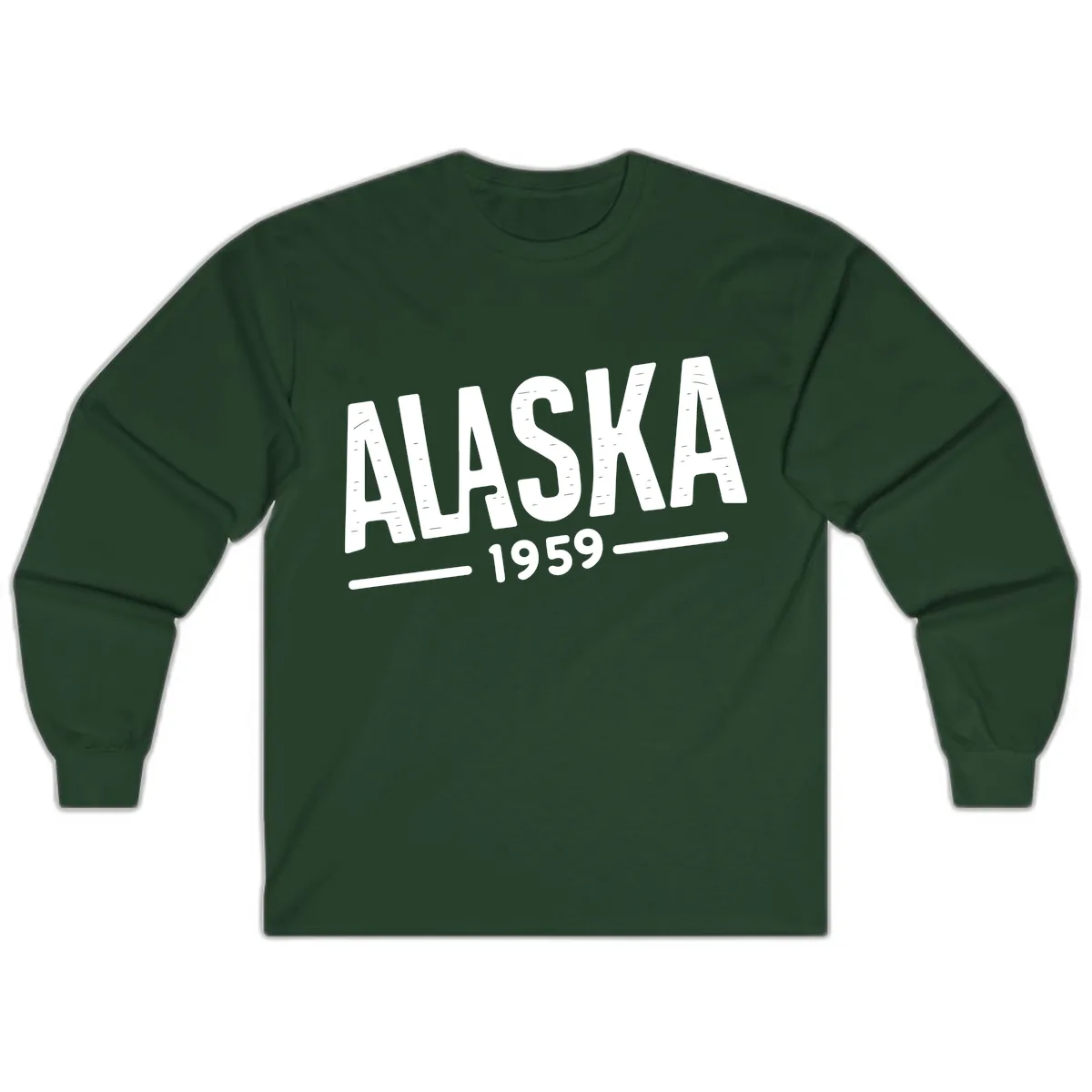 Alaska 1959 Statehood Vintage Typography Long Sleeve in Forest Green