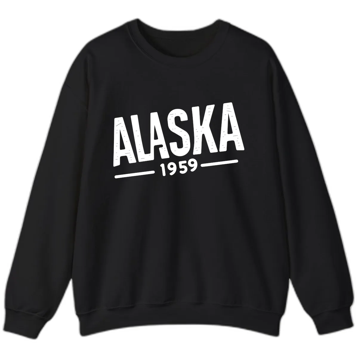 Alaska 1959 Statehood Vintage Typography Sweatshirt in Black