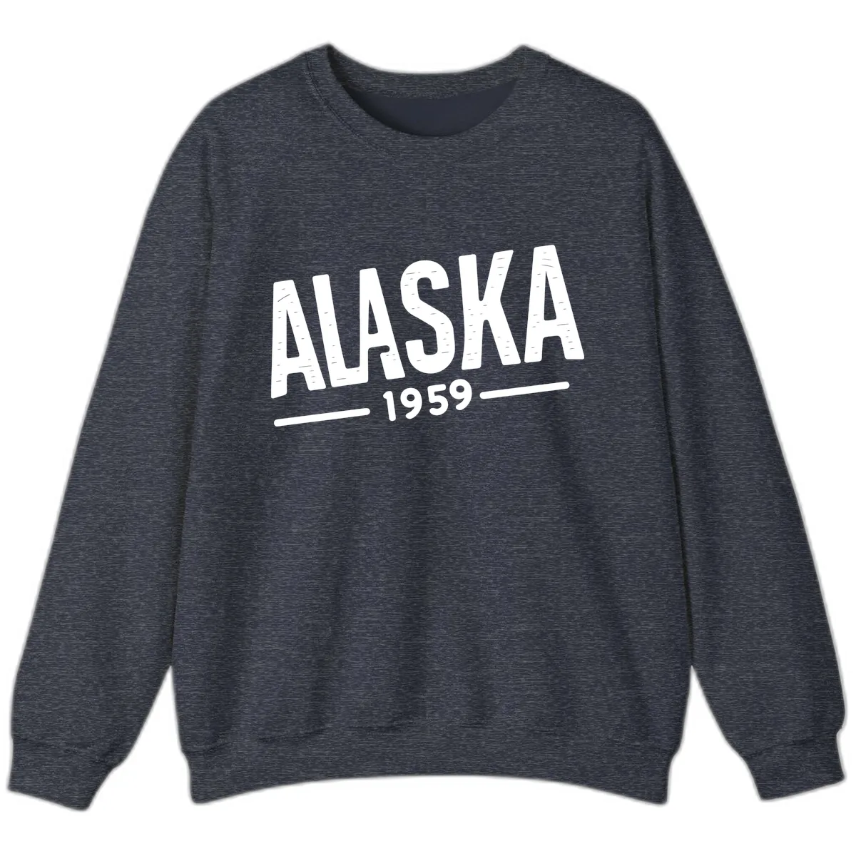 Alaska 1959 Statehood Vintage Typography Sweatshirt in Heather Sport Dark Navy