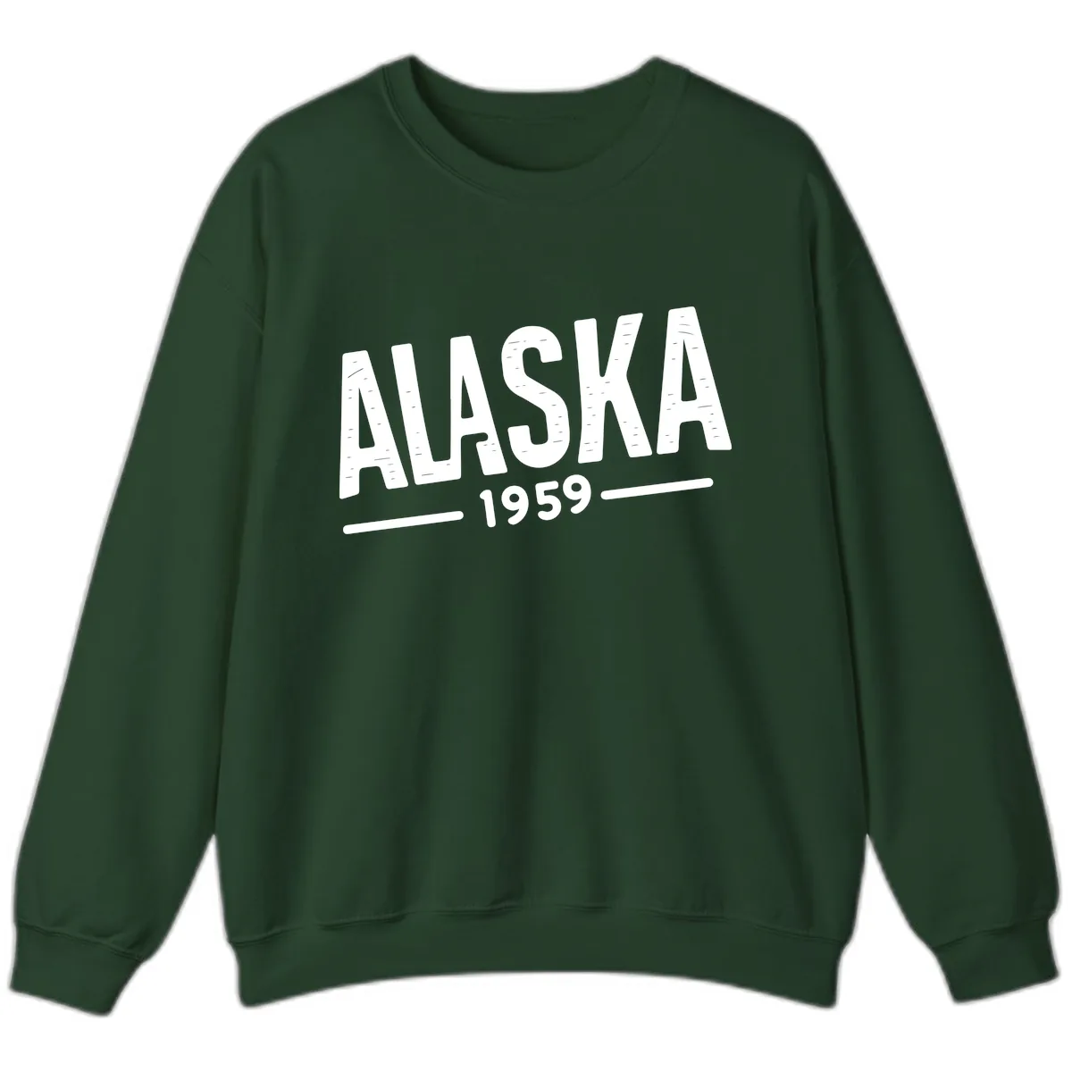 Alaska 1959 Statehood Vintage Typography Sweatshirt in Forest Green