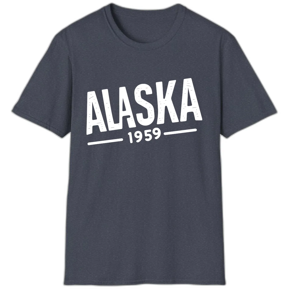 Alaska 1959 Statehood Vintage Typography T-Shirt in Heather Navy