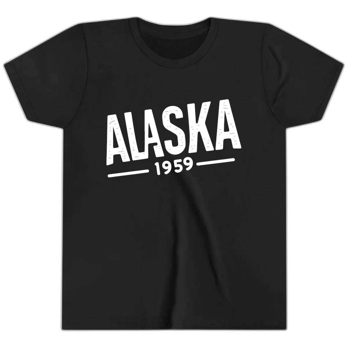 Alaska 1959 Statehood Vintage Typography Youth T-Shirt in Black
