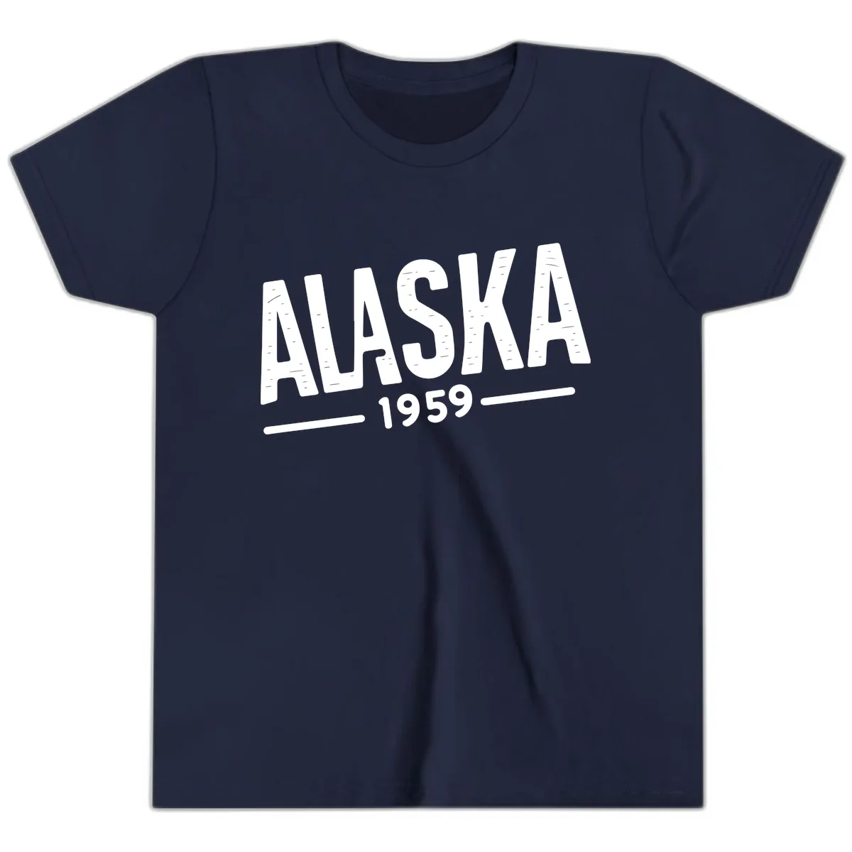 Alaska 1959 Statehood Vintage Typography Youth T-Shirt in Navy