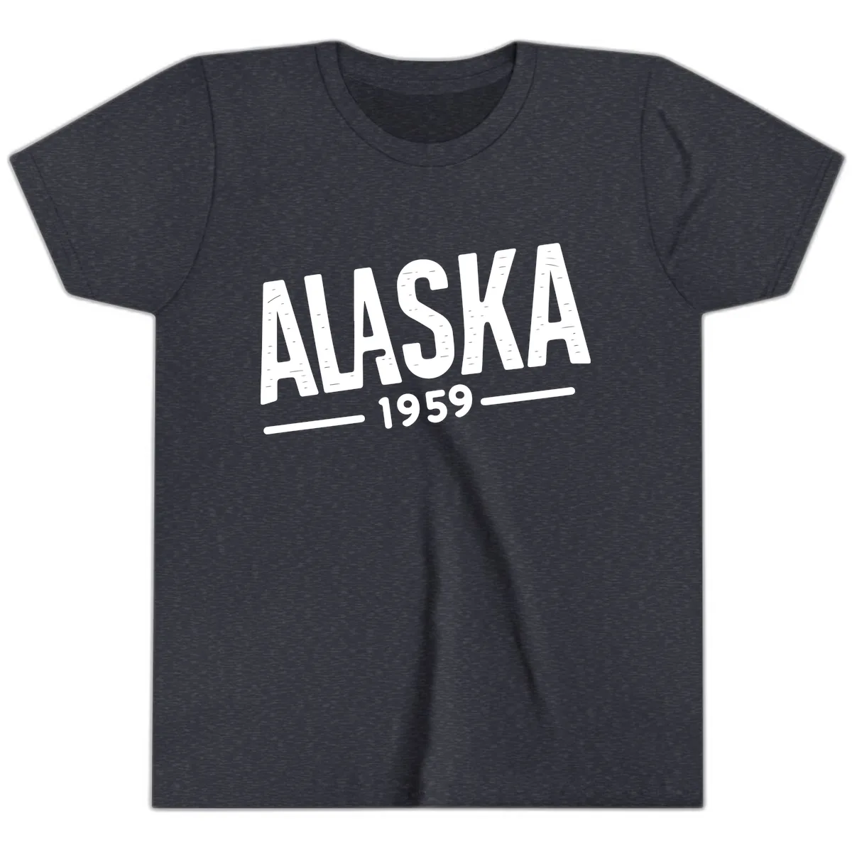 Alaska 1959 Statehood Vintage Typography Youth T-Shirt in Heather Navy