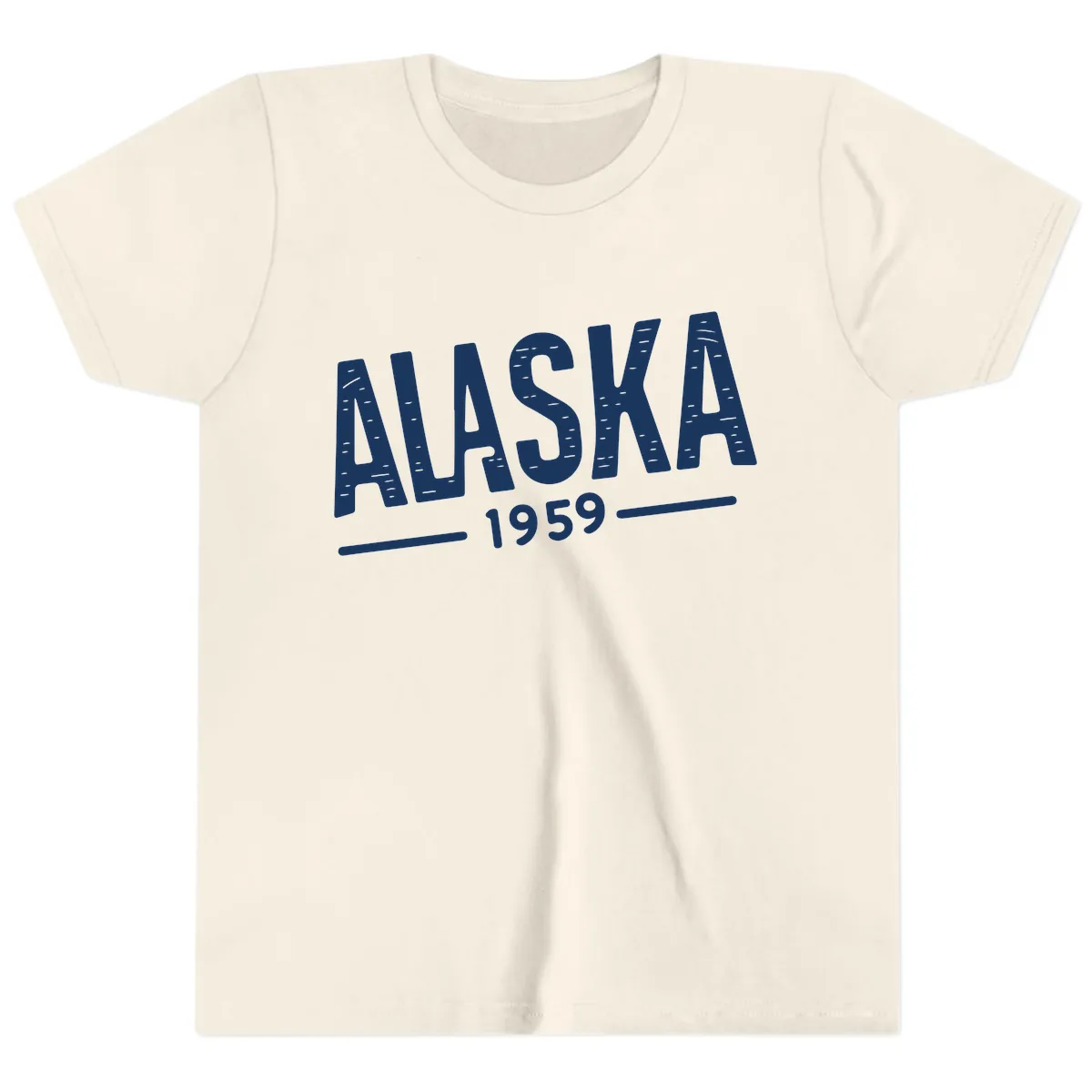 Alaska 1959 Statehood Vintage Typography Youth T-Shirt in Natural