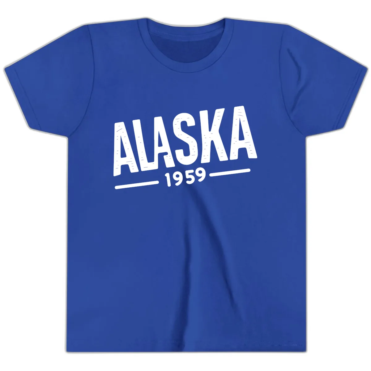 Alaska 1959 Statehood Vintage Typography Youth T-Shirt in True Royal
