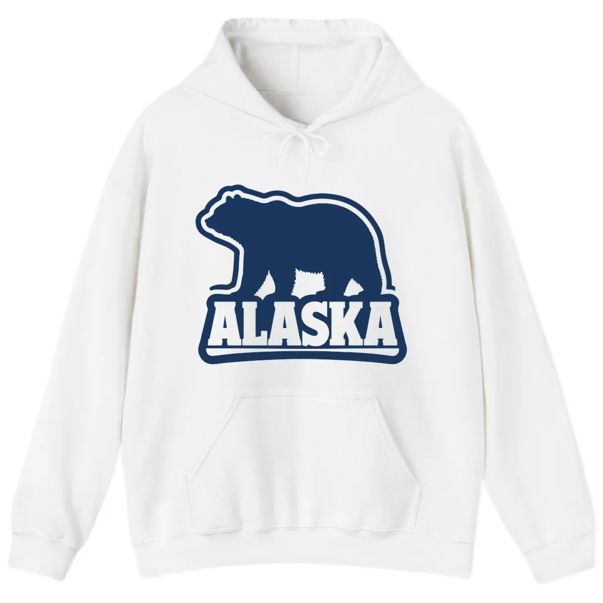 Alaskan Bear and Text National Park Style Hoodie in White