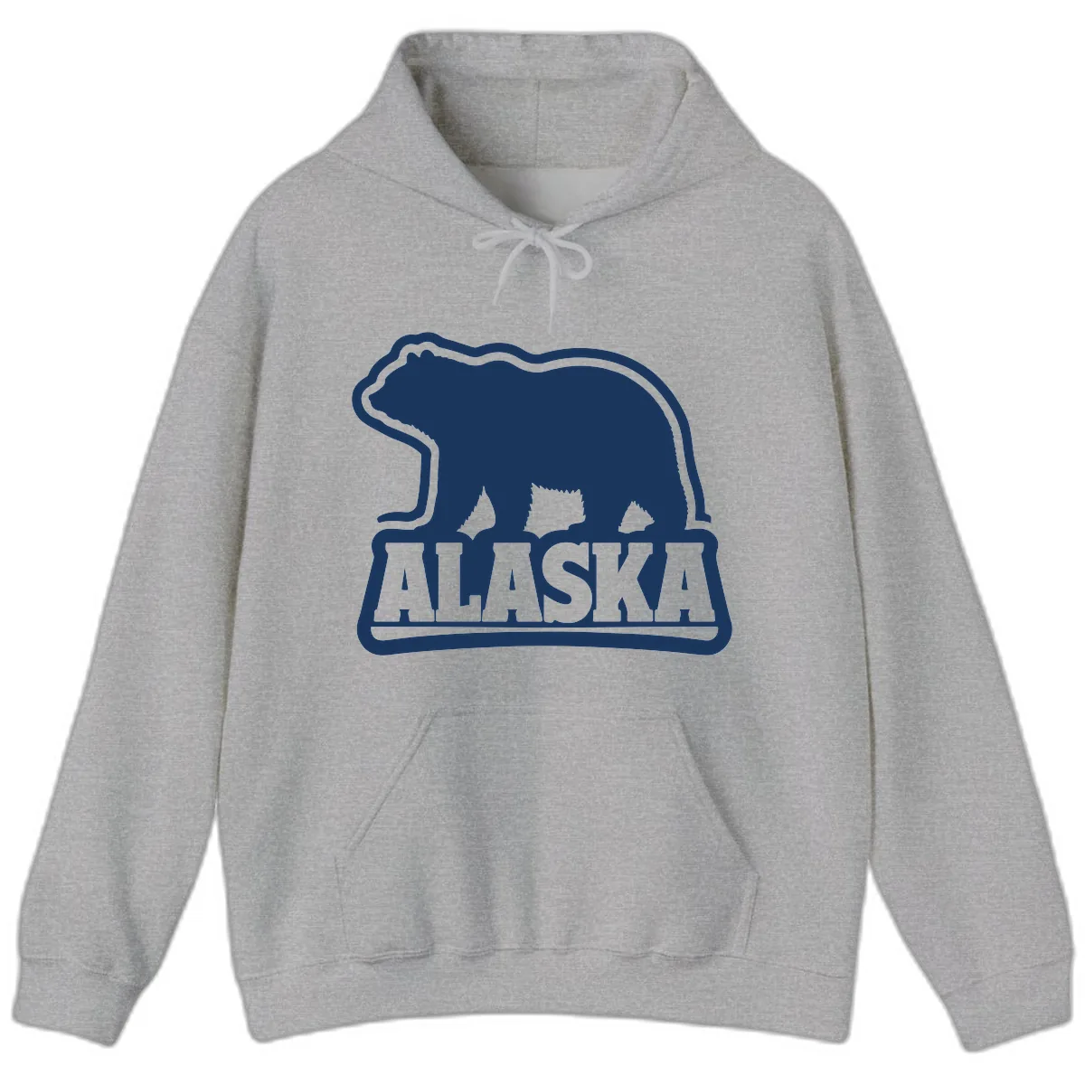 Alaskan Bear and Text National Park Style Hoodie in Sport Grey
