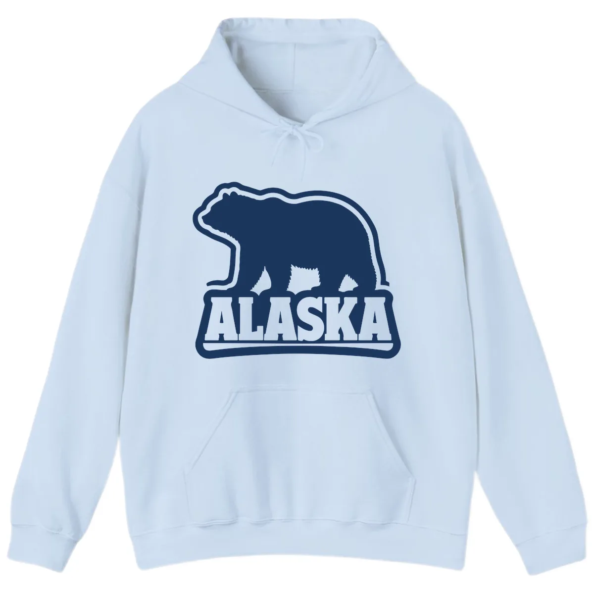 Alaskan Bear and Text National Park Style Hoodie in Light Blue
